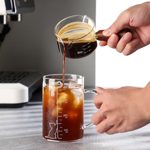 Vaso medidor espresso con mango de madera 120 ml miniatura 4