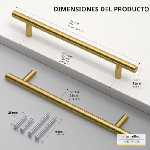 Miniatura 3 de Goldenwarm 15 Piezas Tiradores Cajones Tiradores Cocina 160mm Ls201gd160 Armarios Muebles Oro