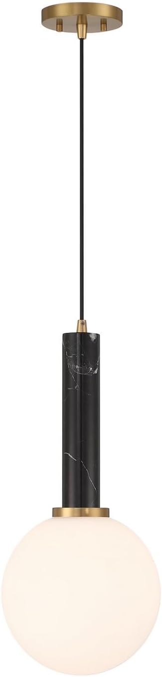 Savoy House 7-2902-1-264 Callaway Pendant, 1-Light 60 Watts, White Marble with Warm Brass