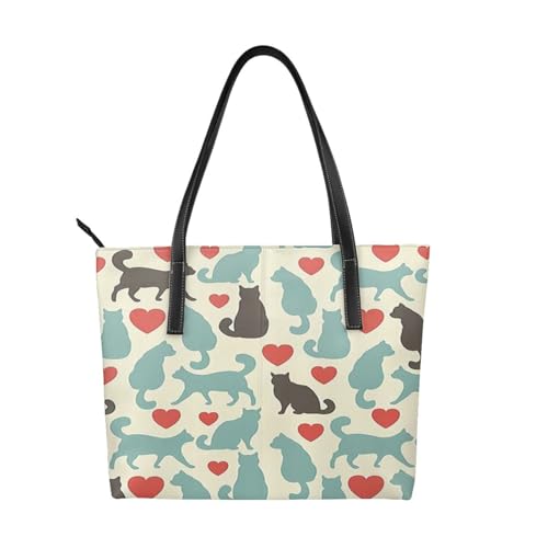 Sac fourre-tout de luxe Happy Walking Kitty en PU imperméable pour femme