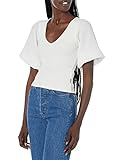 Buffalo David Bitton Damen Clotilde Mixed Media V-Ausschnitt Hemd mit Button-Down-Kragen, White, Klein