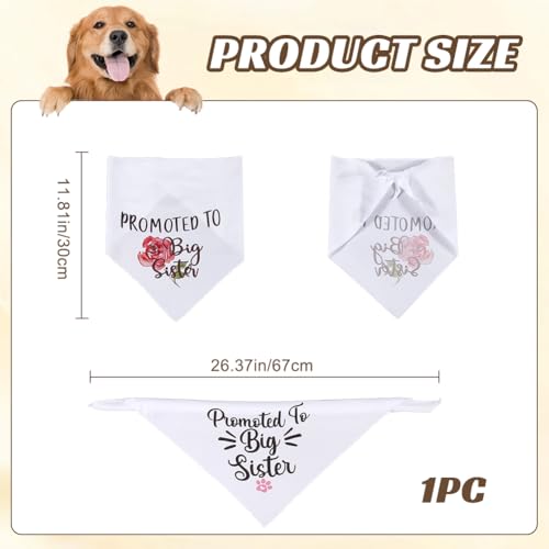 CRASPIRE Promoted to Big Sister Dog Bandana Rose Flower Wedding Pet Bandana White Triangle Pet Dog Scarf Engagement Wedding Announcement Photo Props Collars Accessories for Pet Dog Lovers Gifts - Image 2