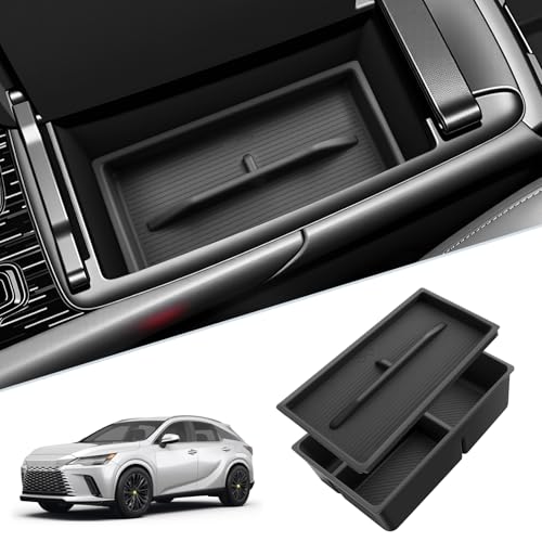 SKTU 2-Pack 2023 2024 2025 2026 Lexu s RX350 Center Console Organizer for 2023-2026 Lexu s RX350/RX450h/RX500h Console Tray 2023 2024 2025 2026 RX350 Accessories with Sunglasses Holder [Double Layers]