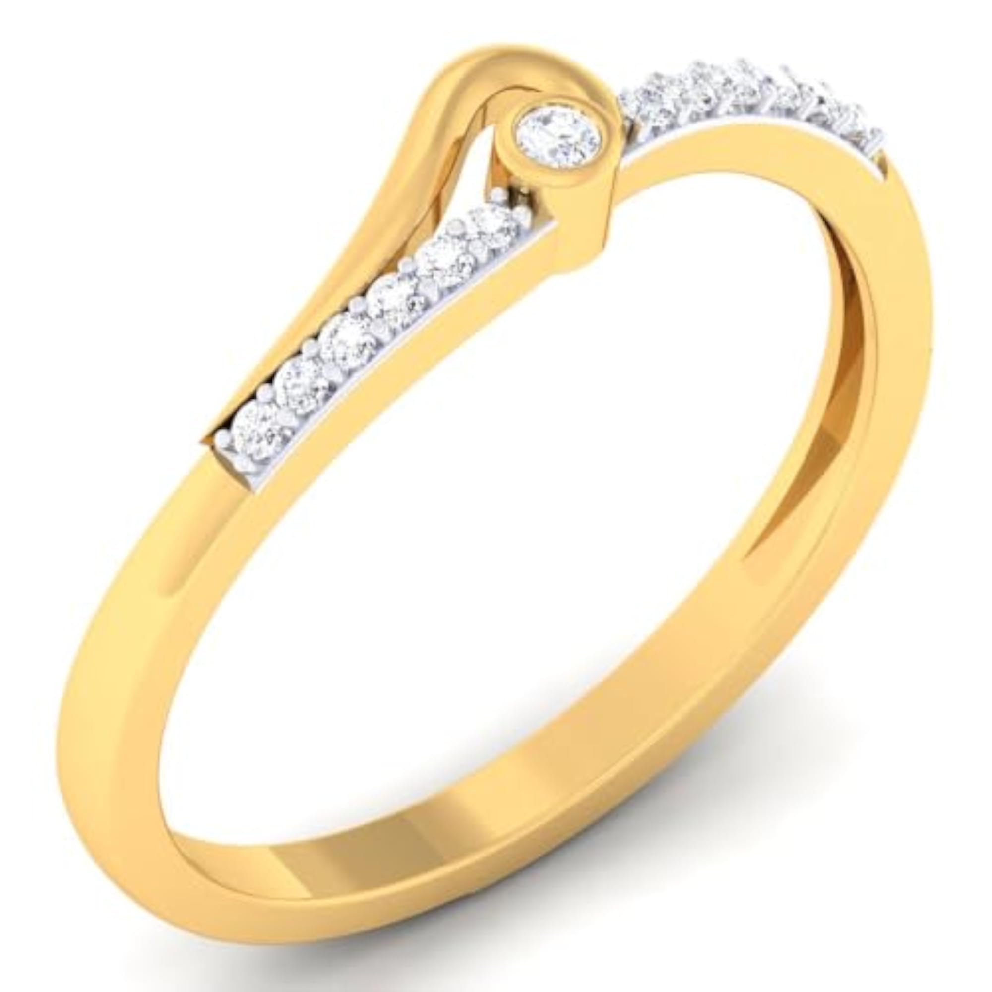 Women's Minimal Open Wave Diamond Style Ring, Elegant Everyday Fashion