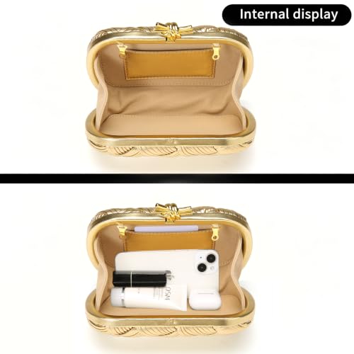Image of Clutch Purses for Women, Vegan Leather Evening Handbag with Gold Chain
