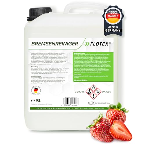Flotex - Bremsenreiniger 5 Liter | Bremsenservice im 5-Liter-Tank | | Werkstattreiniger frei von Aceton | Schnelle & effektive Reinigung | Schonend & Rückstandsfrei | sehr Kurze Verdunstungszeit