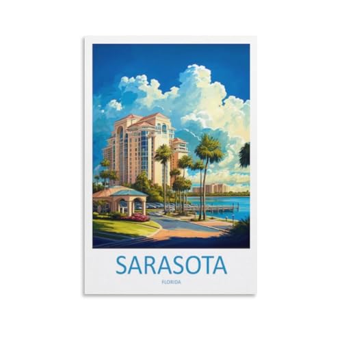 Sarasota FL Travel Poster Canvas Wall Art 08x12in