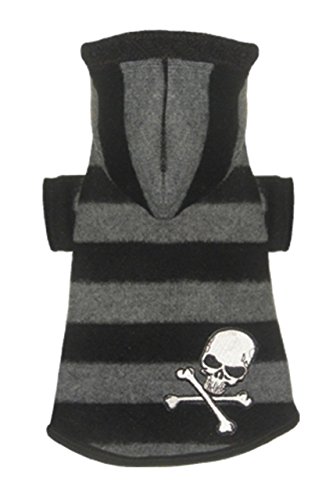 Hip Doggie HD 7SSSHG Medium Super Soft Striped Hoodie Dog Sweater, Medium Grey