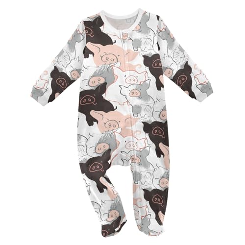 vvfelixl Ink Pigs Baby Sleepers For Girl Boys Newborn Baby Play One-Piece Footies For 0-24 Months