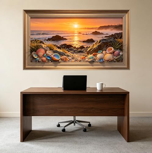 Impression sur toile autoadhésive de coucher de soleil pour le salon