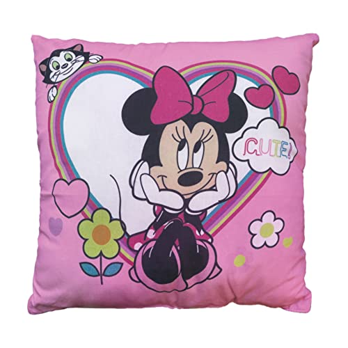 CTI Cojín Estampado 100% algodón, Disney Minnie Shopping 40x40 cm, Rosa