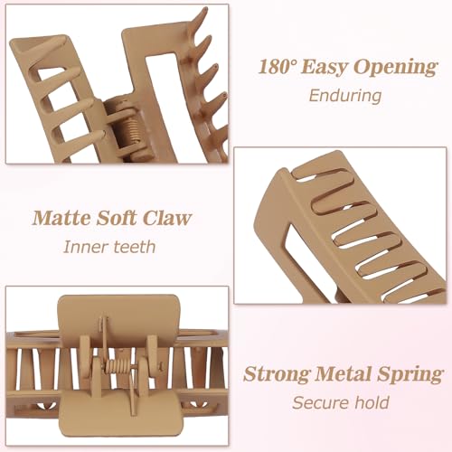 12 Pack 3.5 Inch Matte Square Hair Claw Clips for Women, Strong Hold Neutral Claws for Thick Thin Hair(Multicolor) - Image 4