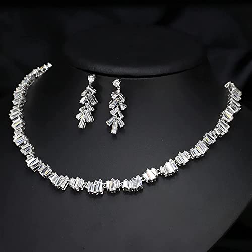 Bijoux géométrique carré zircone : collier boucles d'oreilles pour mariage fête femmes