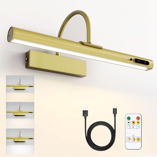 HARPER LIVING Applique murale sans fil à batterie Doré rechargeable avec télécommande, éclairage magnétique réglable à 180° avec minuterie, applique...