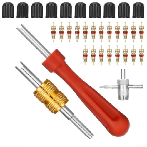 Aprilsunnyzone Kit de tournevis de valve de pneu 33 pièces pour voitures, camions, vélos et motos, design compact et portable pour un retrait et une installation efficaces de la tige de valve de pneu