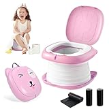 Travel Potty for Toddler Portable Foldable Potty Training Toilet for Boys Girls Baby Kids Children Indoor Outdoor,Pink
