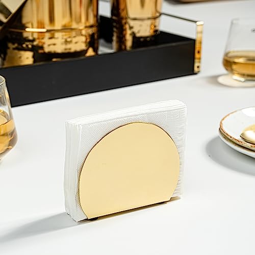 Nestroots Tissue Paper Holder Iron Napkin Holder | D - Shape Napkin Holder For Dining Table Tissue Stand (Gold)
