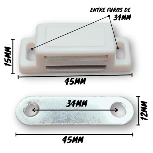 Kit 10 Trinco Porta de Armario Fecho Trava Magnetica Ima Moveis Branco Guarda Roupa com Batente