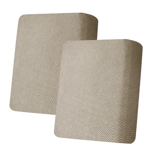 ZNSAYOTX Stretch Individual Cushion Covers Sofa Loveseat Cushion Couch Seat Covers Slipcovers Soft Replacement Unique Pattern Furniture Protector with Elastic Bottom (Khaki, 2 Pc Cushion Cover)