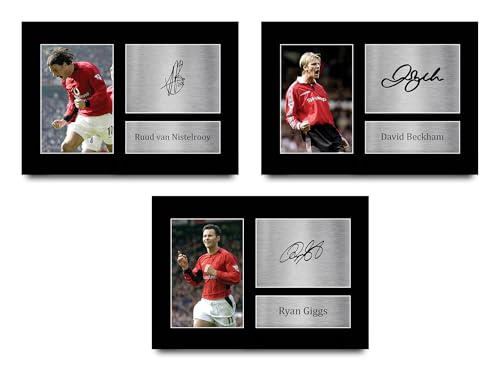 Photo Signée Nistelrooy Beckham Giggs : Déco Football A4