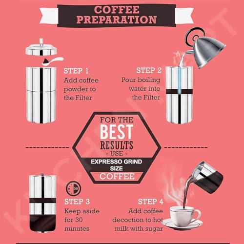 Image of SS 304 Stainless Steel South Indian Filter Coffee Maker 250ml | Madras Kaapi /Kappi Traditional Drip Coffee Brewer | Mocha Coffee Decoction Pot | Authentic Filter Coffee Maker