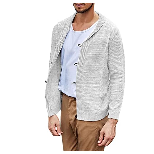 Kofta färg tröja kappa stickad herr en rad solid herr kofta herr norsk kofta, Vit, XL