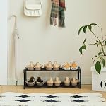 Shoe Rack,2-Layer Shoe Rack Small,Can Hold 6 Pairs Of Shoes,Shoe Shelf Storage Organizer,Anti-Rust Coating,Suitable For Dormitory,Rental House,Balcony,stacking up Shoe rack (2 Tier),Black