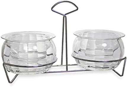 Prodyne Acrylic Double Ice Dip Bowls with Caddy, One Size, Clear
