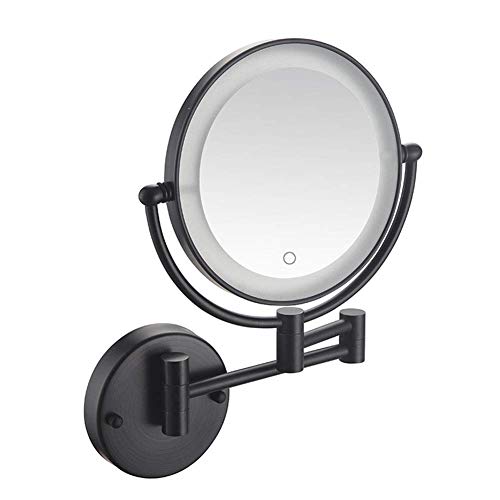 Miroir de maquillage mural LED noir mat avec bras extensible double face - 2
