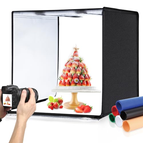 PULUZ Light Box Photography, 24x24 inch Large Photo Studio Light Box, Professional Dimmable Photo Booth with 120 LED Lights & 6 Backdrops for Jewelry and Food Items Product Photography