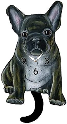 Brindle French Bulldog Dog Wagging Tail Pendulum Clock