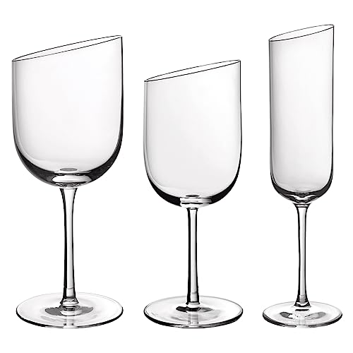 Villeroy & Boch NewMoon Wein- und Sektgläser Set, 12er Set, jeweils 4 Gläser, Elegante und moderne Kristallgläser für jeden Tag, klar, spülmaschinengeeignet