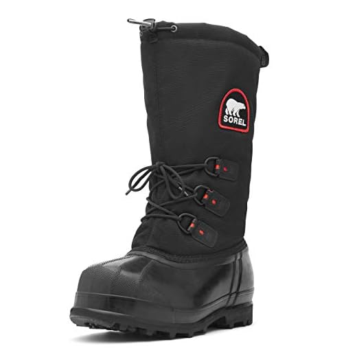 SOREL - Men's Glacier XT Insulated Winter Boot, Black, Red Quarry, 10 M US