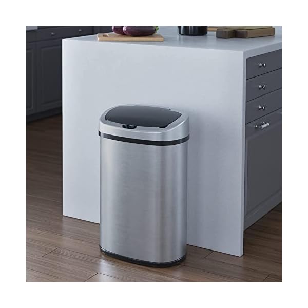   13-Gallon-Trash-Can-Kitchen-Garbage-Can-with-AC-Adapter-and-Odor-Filter-Stainless-Steel-Home-Office-Home-Office-Work-Bedroom-Living-Room-Garage-Trashcan-Wastebasket-Slim-Lage-Capacity