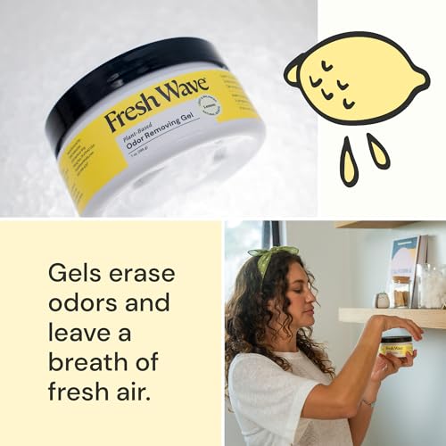 Image of Fresh Wave Lemon Odor Removing Gel, 7 oz., Pack of 3 - Safer Odor Absorbers for Home, Natural Plant-Based Odor Eliminator, Every 7 oz. lasts 15-30 Days, For Cooking, Trash & Pets