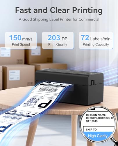 Bluetooth Thermal Shipping Label Printer, Wireless 4x6 Shipping Label Printer for Packages, High-Speed Thermal Printer Compatible with Android, iOS & Windows for Amazon, Ebay, Shopify, USPS - Image 4