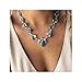 Produktbild IYOU Boho Halskette Silber Türkis Anhänger Strass Kette Kristall Bohemian Halsketten Schmuck für Frauen und Mädchen