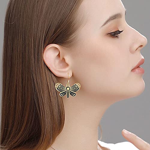 Chereda Death Head Moth Drop Earrings For Women Girls Halloween Jewelry Cute Hawkmoth With Star Moon Vintage Earrings - Image 3