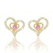 Produktbild Damen Herz Ohrstecker Set LOVELY PINK Ohrringe 18 Karat Gold plattiert mit Rosa Zirkonia Steinen in AAA Qualität, Schmuckbox und Echtheits-Zertifikat