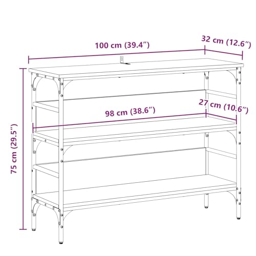 Mesa consola de roble negro estable para suelos desnivelados en salones modernos 3