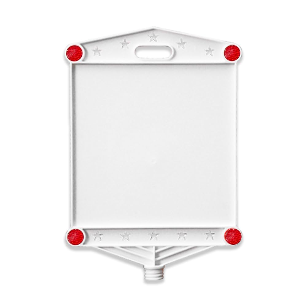Reflective Rectangular Empty Sign Plate for Traffic Cones and Safety Barriers with Handle | Plastic Blank Sign Board for Delineator Post and Safety Cones - White