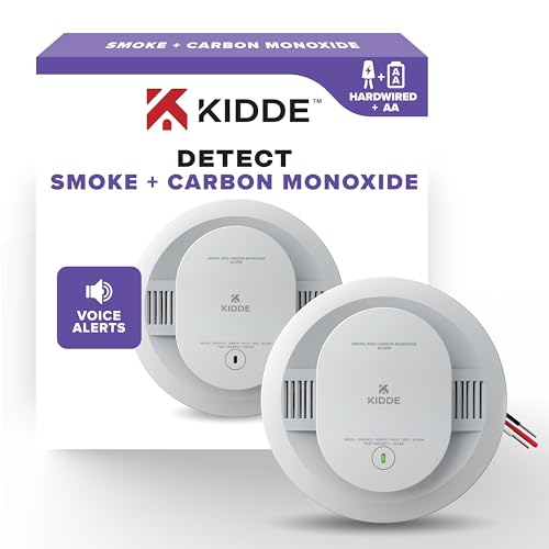 Kidde Hardwired Smoke & Carbon Monoxide Detector, AA Battery Backup, Voice Alerts, Interconnectable, LED Warning Light Indicators, White