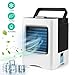 Produktbild Mini Luftkühler mit Wasserkühlung USB Ventilator Leise Mobile Klimaanlage Verdunstungs Luftbefeuchter Wiederaufladbare und Handyhalter Funktion 3 Speed Kann Ätherisches Öl Hinzufügen für Hause Büro