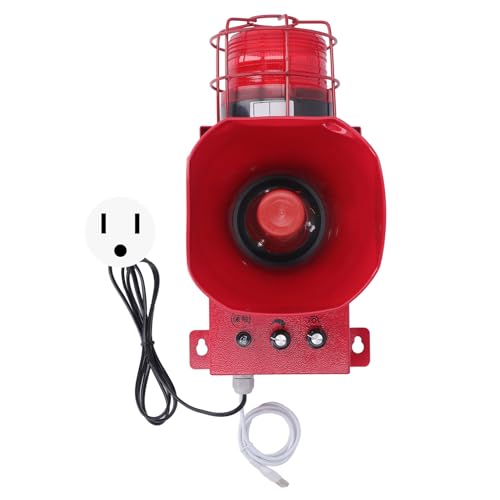 Eujgoov 180dB Sound Light Horn Industrial Siren Alarm Industrial Audio Visual Alarm System with USB Port, Water Proof Emergency Strobe, for Security Posts (US Plug 110V)