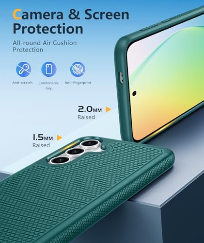 Image of FNTCASE for Samsung Galaxy S24 Case: Dual Layer Heavy Duty Cell Phone Protective Cover Shockproof Rugged with Non-Slip Textured - Military Drop Protection Bumper Tough - 2024, 6.2inch Green