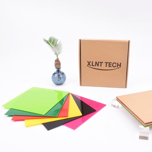 Image of 6 Pieces & 6 Colors Cast Acrylic Opaque (no-Transparent) Plastic Sheet 8 x 8 Inch (.118 inch Thick) for Diode Laser Cutting Machine.