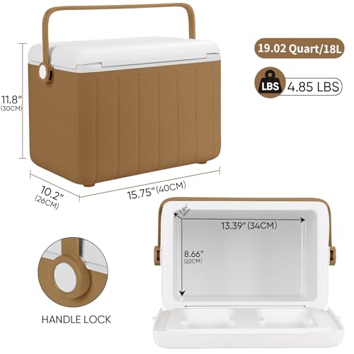 Image of 6Qt 13Qt 19Qt Northroad Camping Coolers,Stylish Macaron Color Durable Hard Cooler,Portable Insulated Ice Chest with 24 /48 Hour Ice Retention,Multi- Size for Camping,Picnic,Beach,Travel