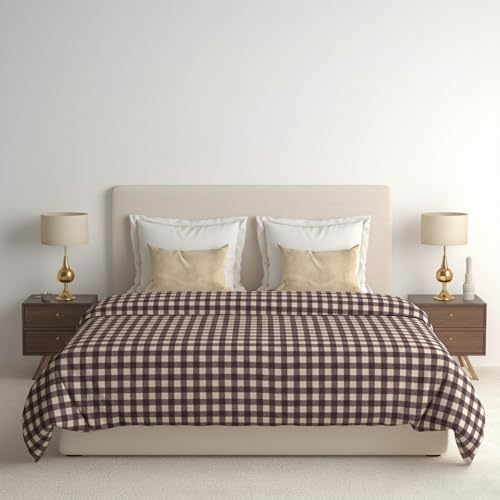 Image of 280 TC Luxurious Glace Cotton Duvet Cover /Comforter Cover /AC Quilt Cover King Size /Dohar /90 X100 Inches - (Brown)