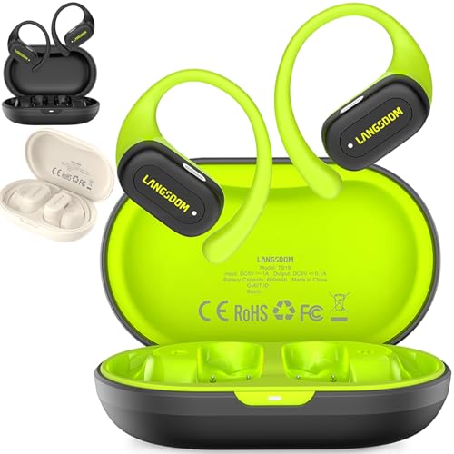 KUMAIGO Bluetooth Headset mit Ohrbügel, Bluetooth 5.4, Anrufgeräuschunterdrückung, 40h Spielzeit, Geeignet für Laufen und Radfahren(Grün)