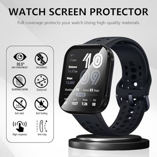 Protège-écran Amazfit Bip 6 boîtier PC rigide noir x2 - 4